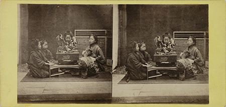 Shimooka Renjo, Children playing Baby-house. 5501, c.1866–1876, Albumen print