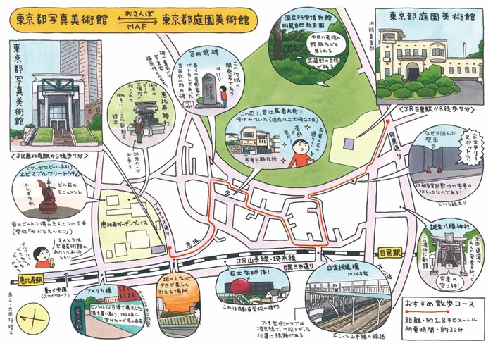 恵比寿と目黒の散歩地図の画像